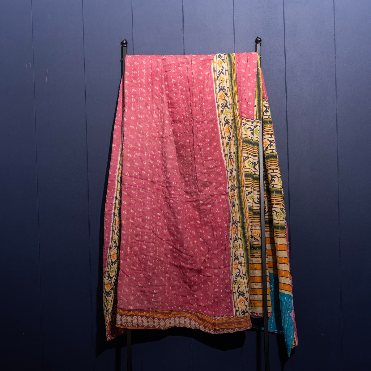 Kantha India Blanket One-of-a-Kind Handcrafted Quilted Pattern Throw – No. K-00654