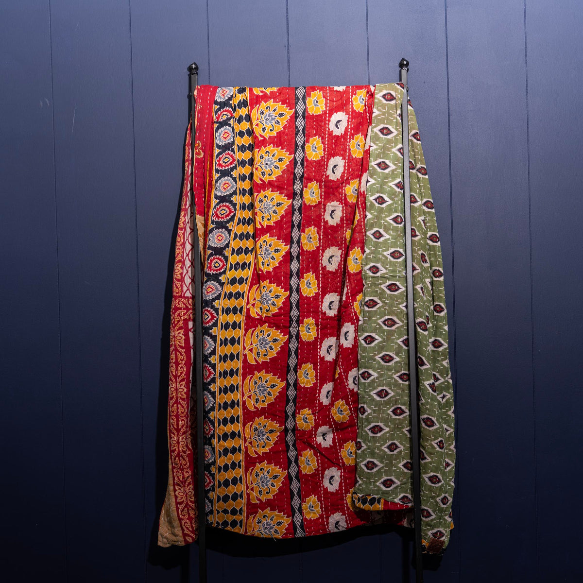 Kantha India Blanket One-of-a-Kind Handcrafted Quilted Pattern Throw – No. K-00656