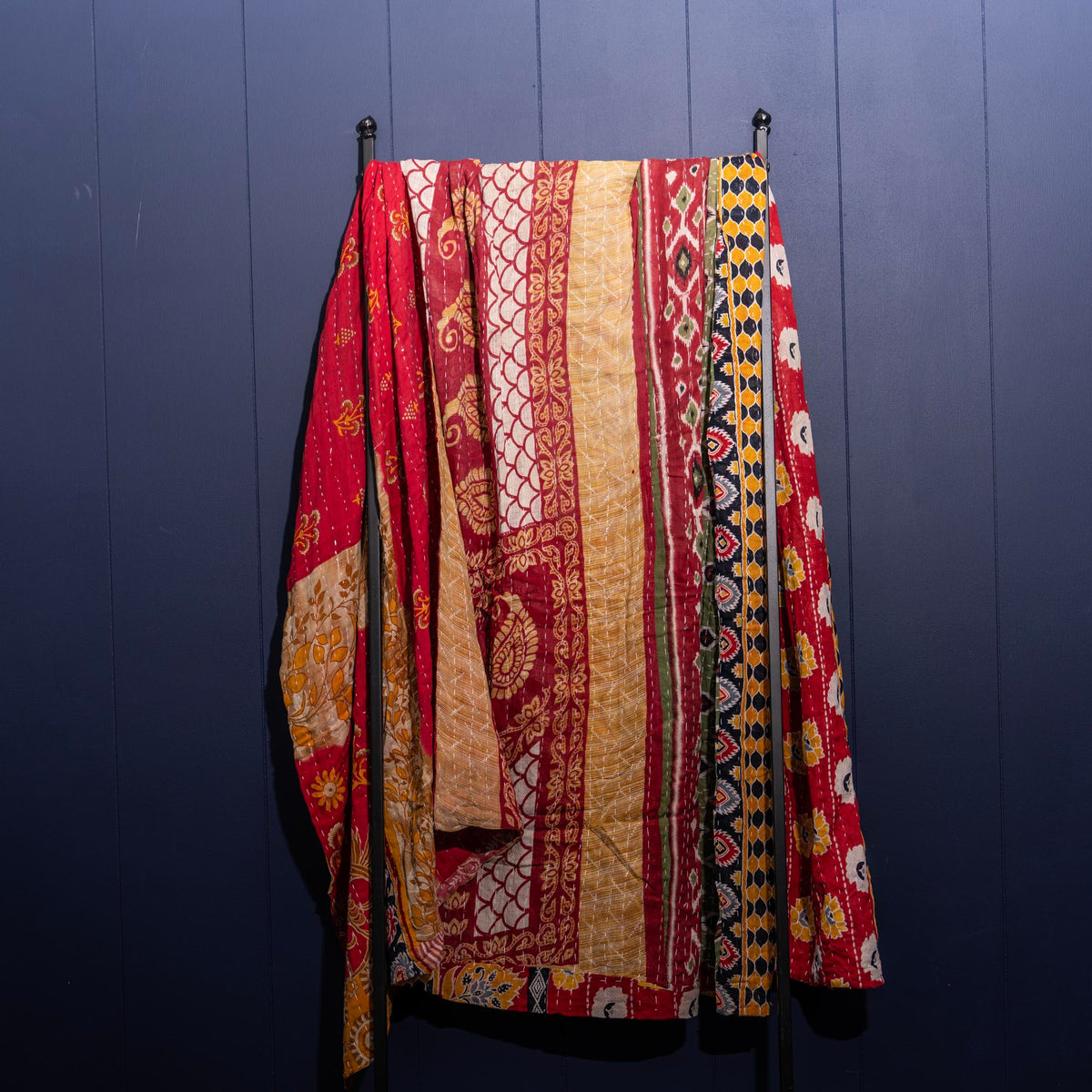Kantha India Blanket One-of-a-Kind Handcrafted Quilted Pattern Throw – No. K-00656