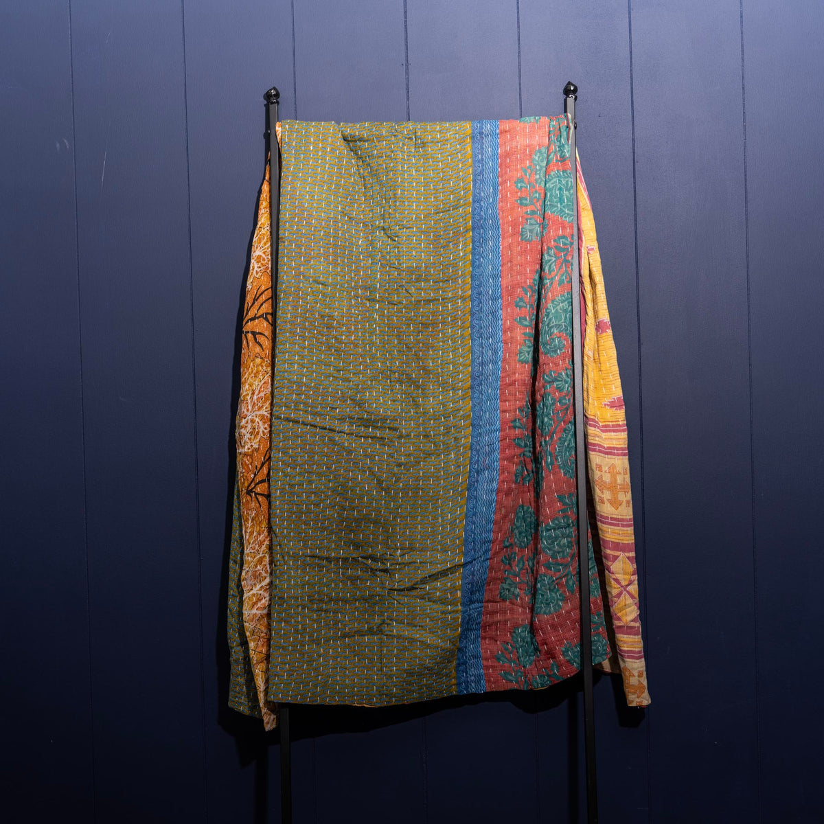 Kantha India Blanket One-of-a-Kind Handcrafted Quilted Pattern Throw – No. K-00657