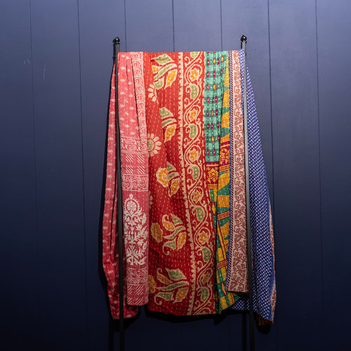 Kantha India Blanket One-of-a-Kind Handcrafted Quilted Pattern Throw – No. K-00658