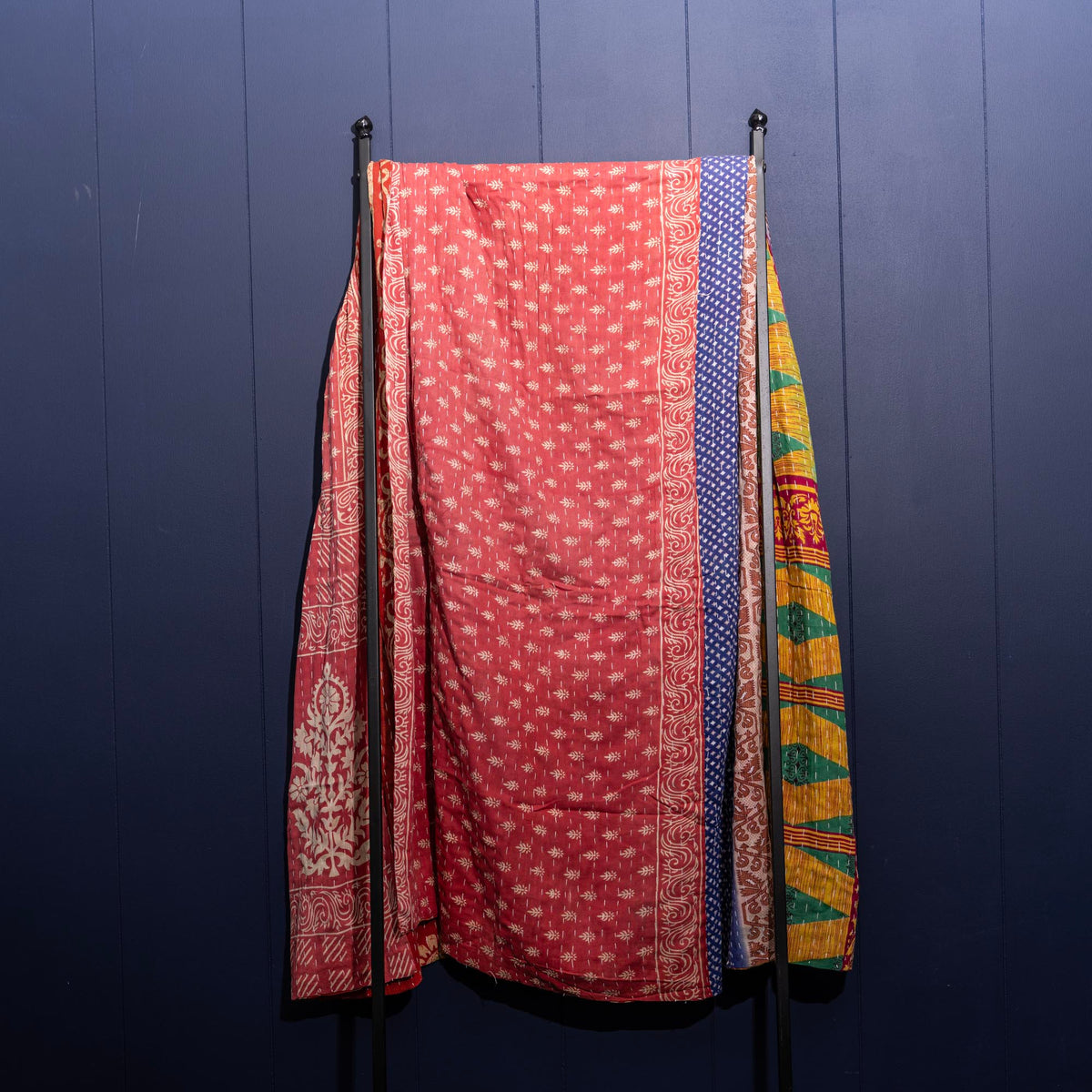 Kantha India Blanket One-of-a-Kind Handcrafted Quilted Pattern Throw – No. K-00658