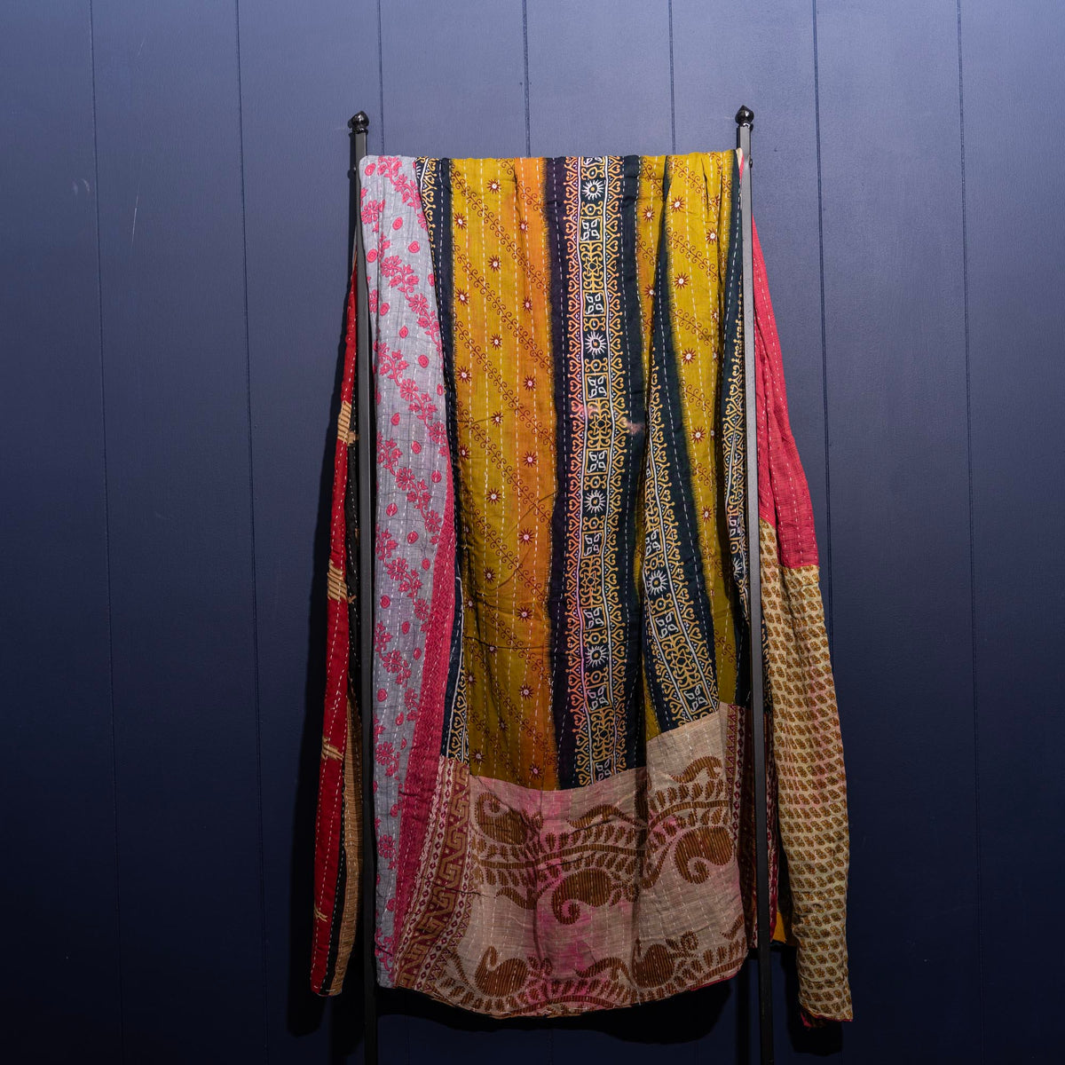 Kantha India Blanket One-of-a-Kind Handcrafted Quilted Pattern Throw – No. K-00659