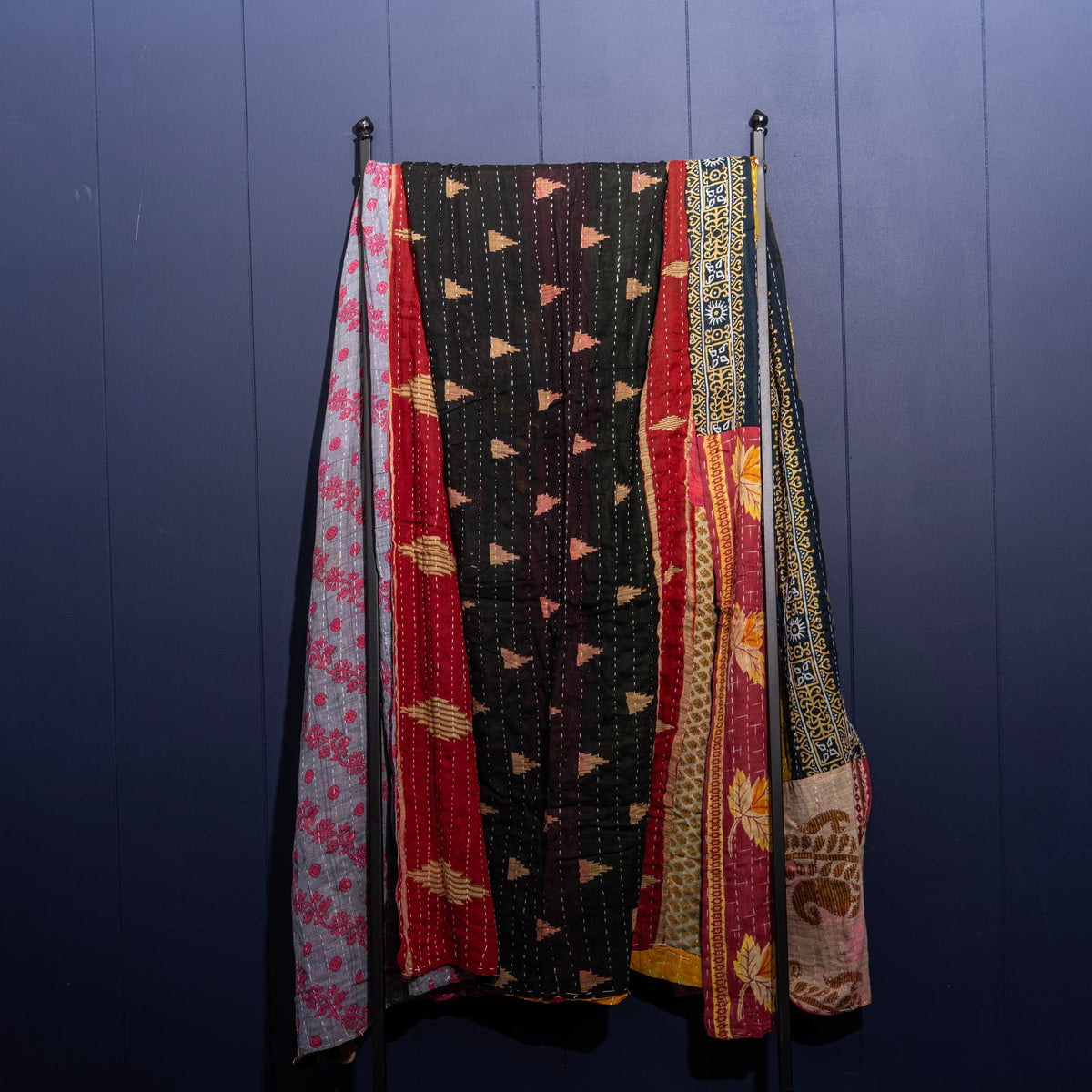 Kantha India Blanket One-of-a-Kind Handcrafted Quilted Pattern Throw – No. K-00659