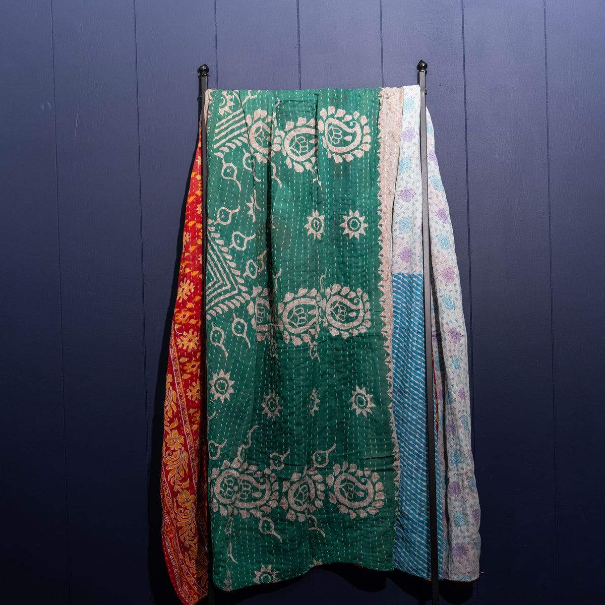 Kantha India Blanket One-of-a-Kind Handcrafted Quilted Pattern Throw – No. K-00661