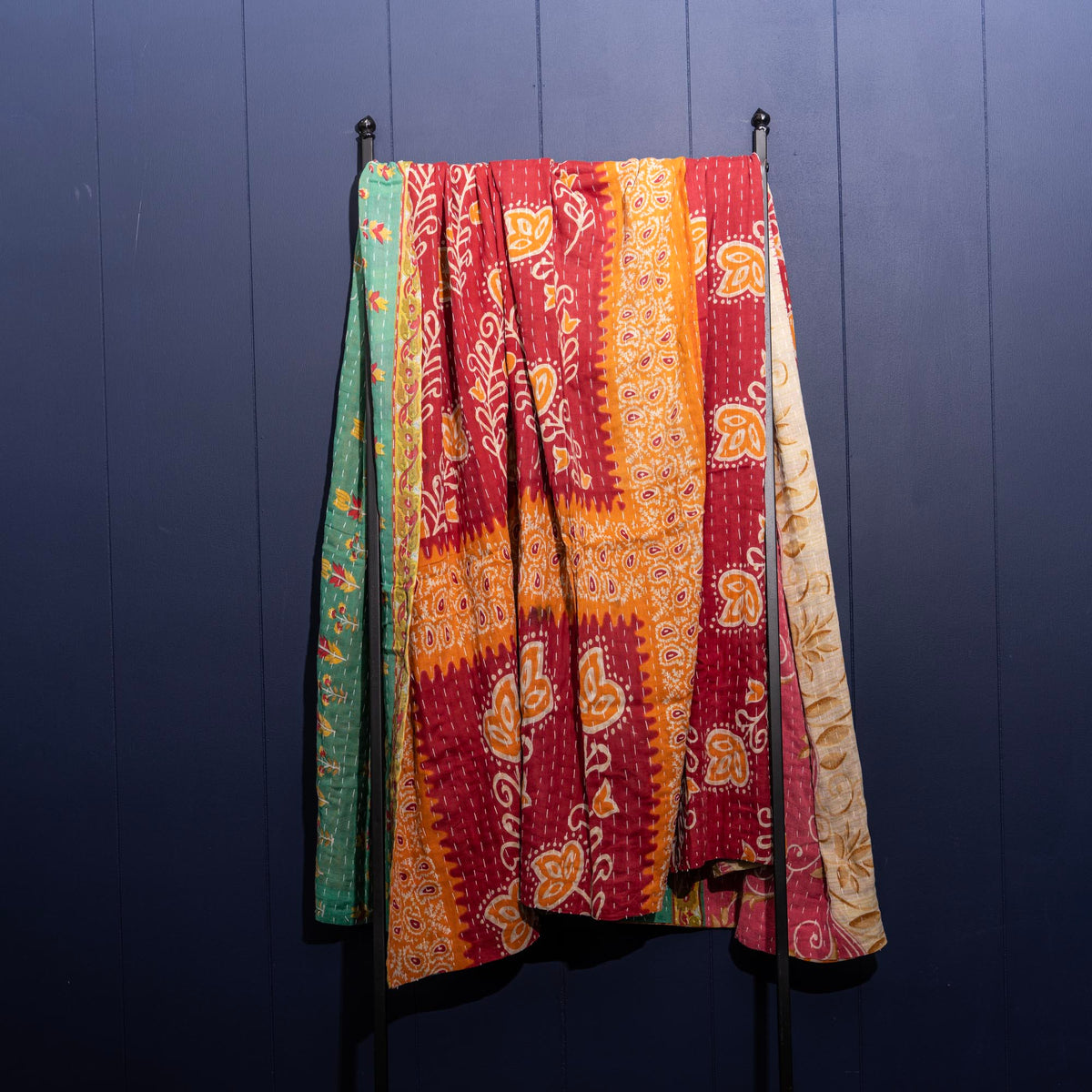 Kantha India Blanket One-of-a-Kind Handcrafted Quilted Pattern Throw – No. K-00664