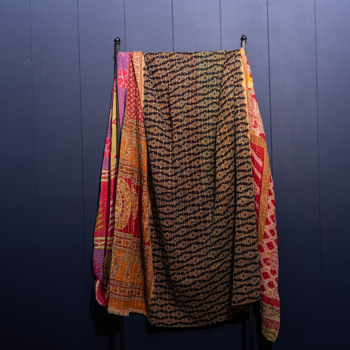 Kantha India Blanket One-of-a-Kind Handcrafted Quilted Pattern Throw – No. K-00665