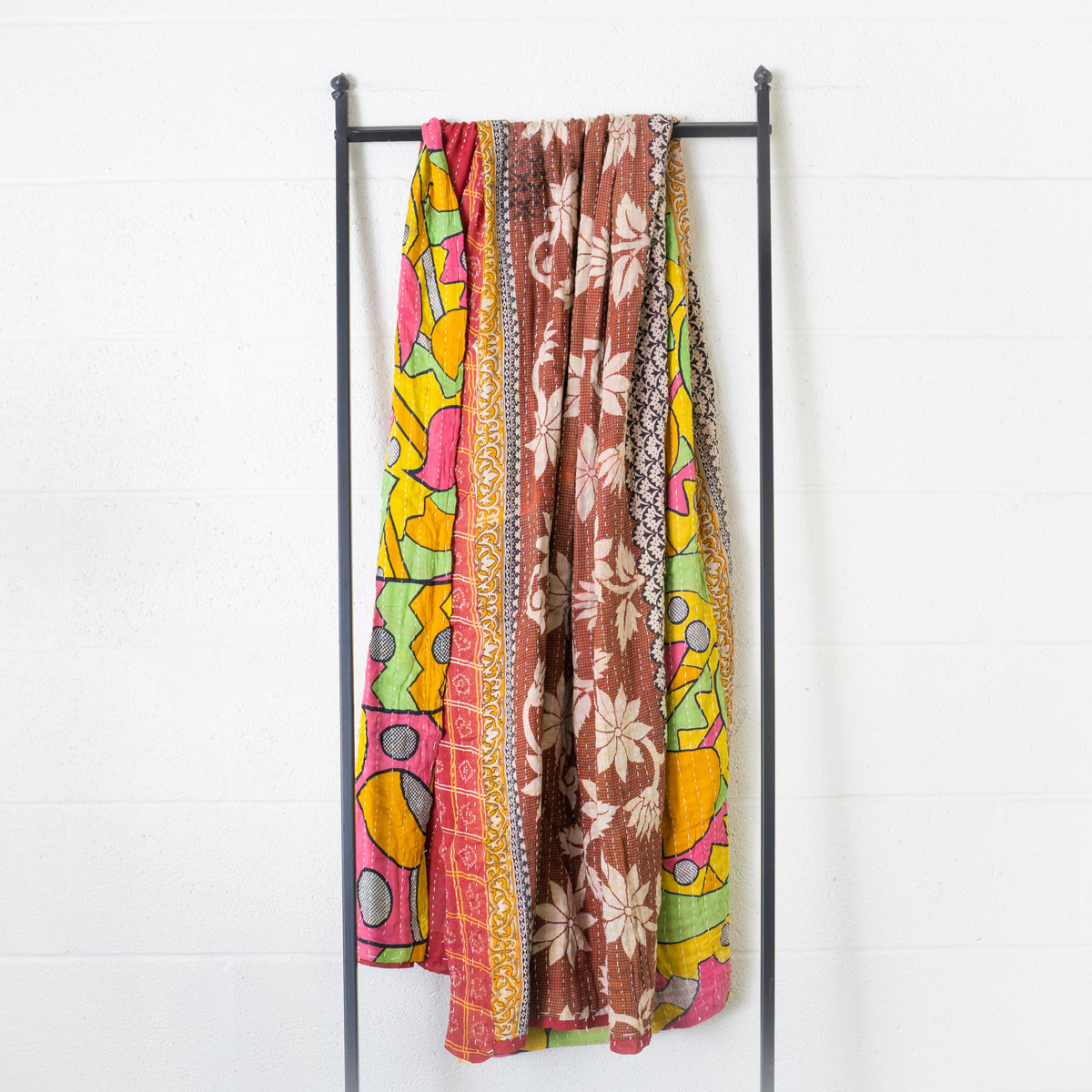 Kantha India Blanket One-of-a-Kind Handcrafted Quilted Pattern Throw ~ No. K-00069