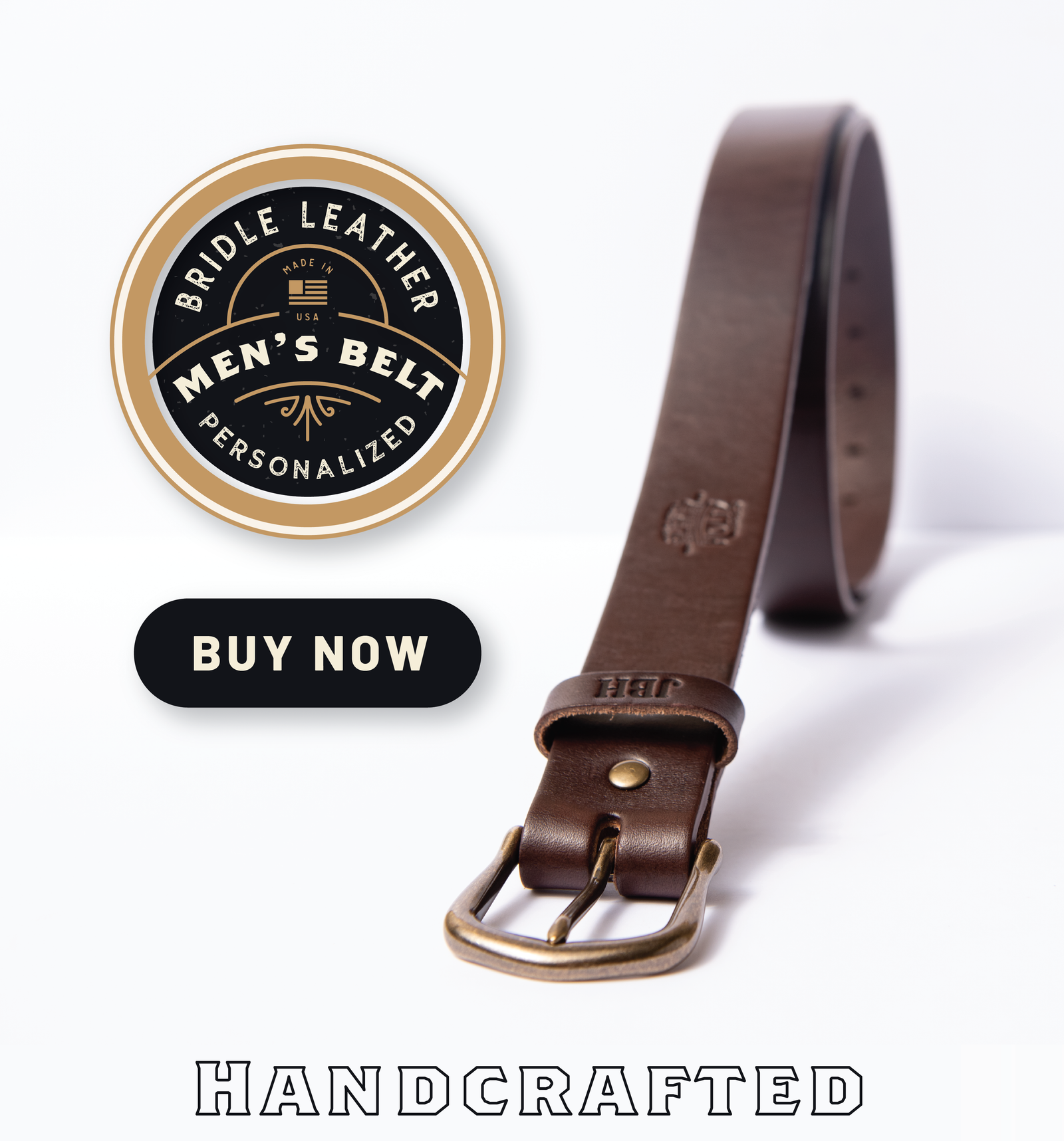 Personalized Leather Belt - Made in American - Bridle Leather