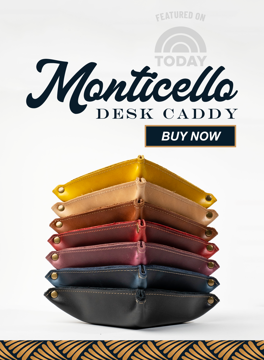 Full Grain Leather Desk Caddy Organizer with YOUR LOGO, The Monticello -  Holtz Leather