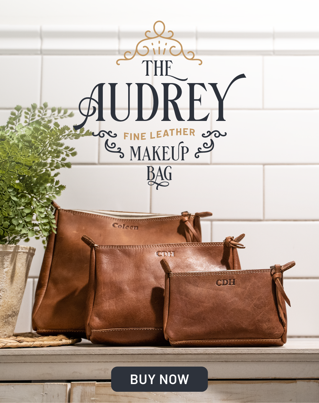 The Audrey Fine Leather Makeup Bag - Holtz Leather