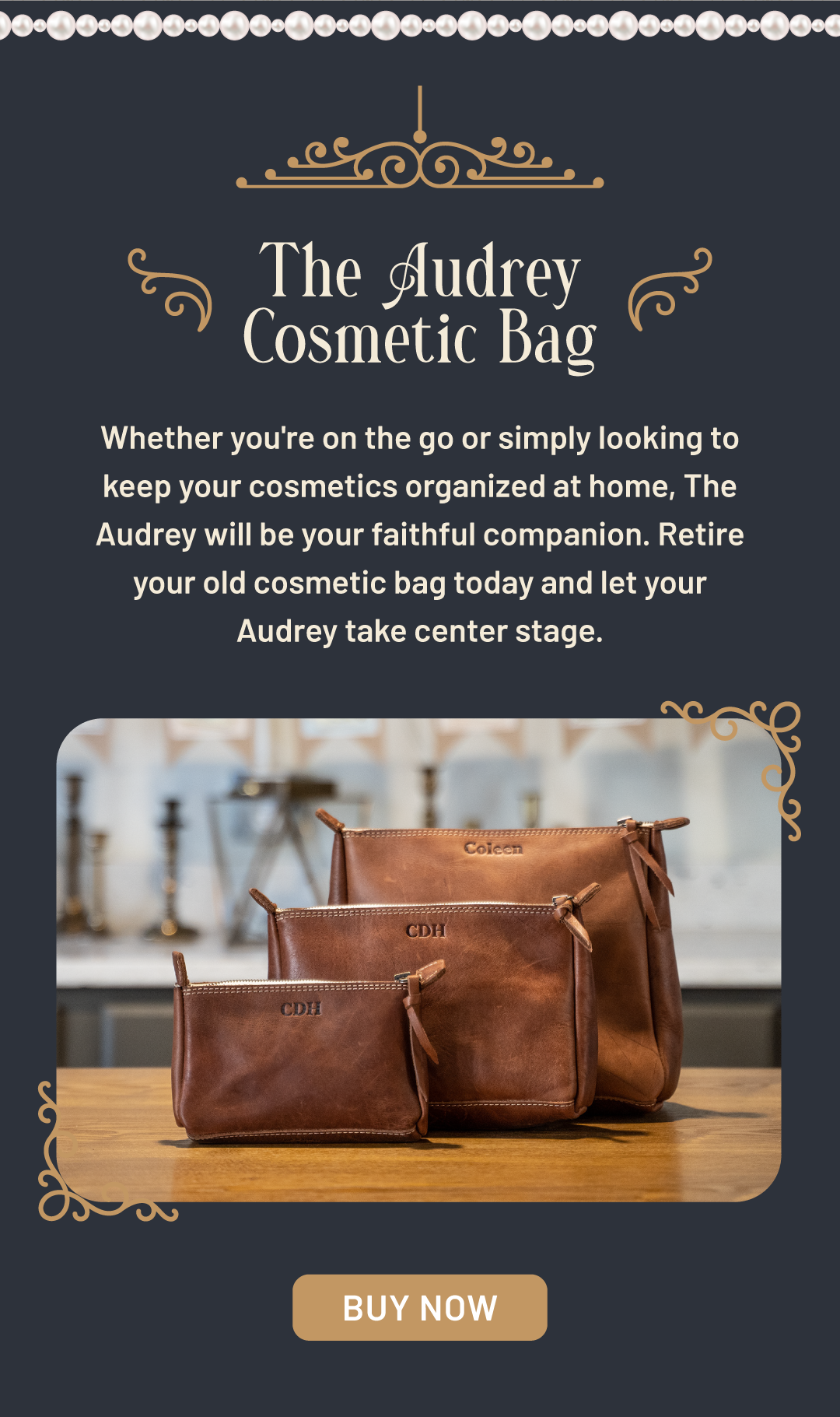 Cosmetic Bag - Cognac Classic Leather