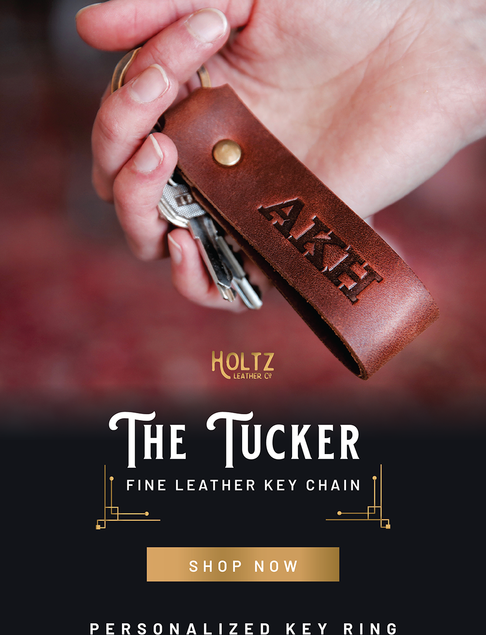 Personalized Fine Leather keychain Key Chain Key ring - The Tucker