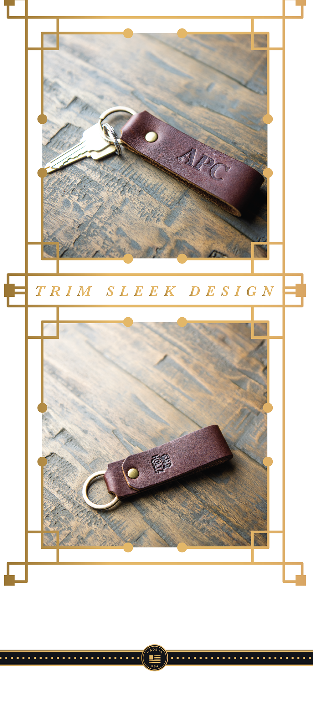 Personalized Leather Keychain Key Chain Ring - The Henry - Holtz Leather