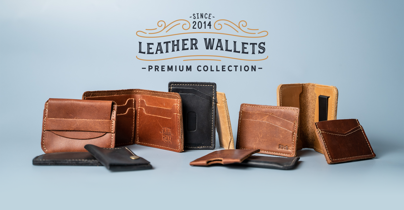The Vincent Fine Leather Business Card Holder Wallet BiFold - Holtz Leather