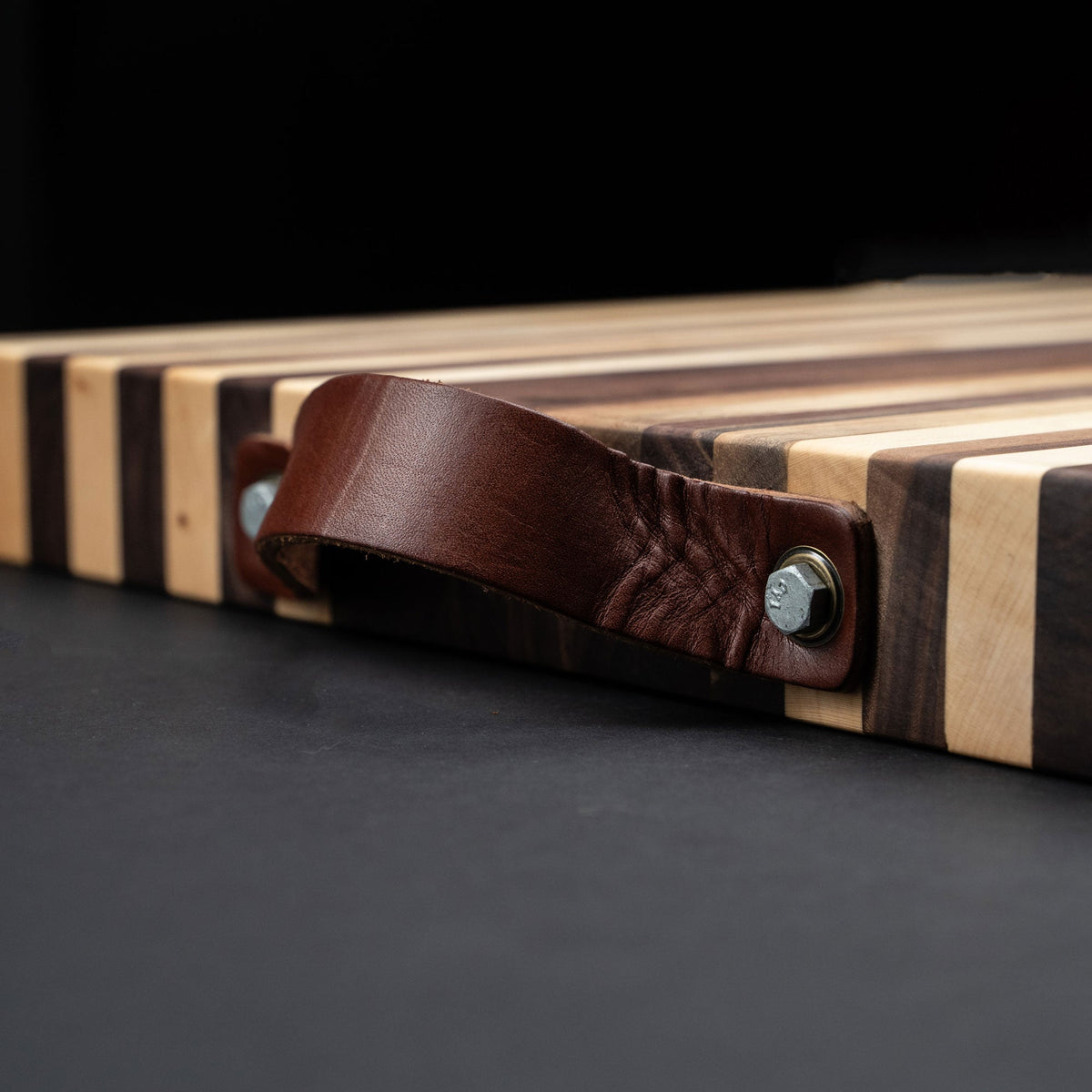 American Maple & Walnut Wood Striped Butcher Block Cutting Board - Holtz Leather
