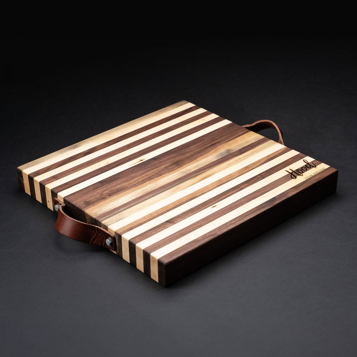 American Maple & Walnut Wood Striped Butcher Block Cutting Board - Holtz Leather