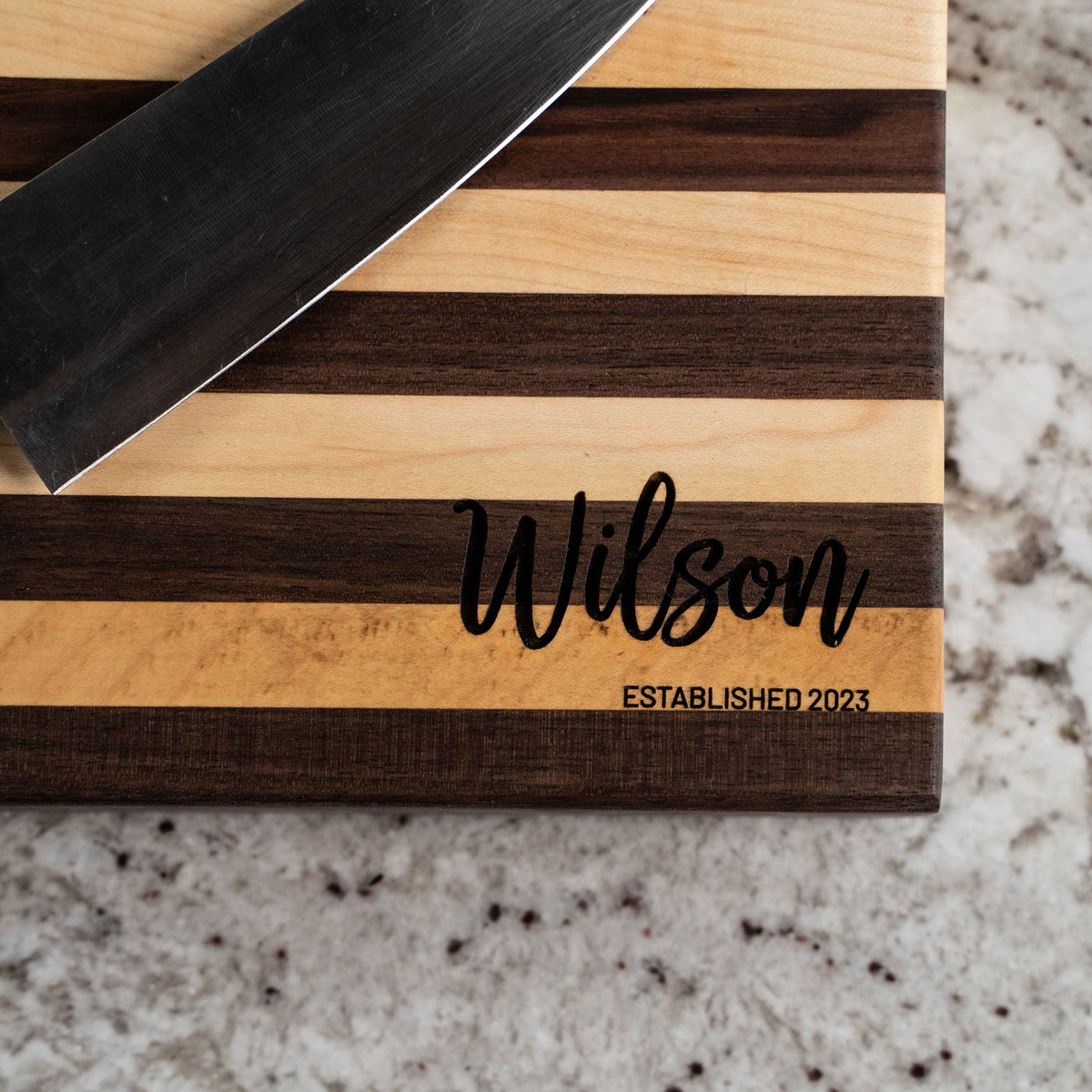 American Maple & Walnut Wood Striped Butcher Block Cutting Board - Holtz Leather