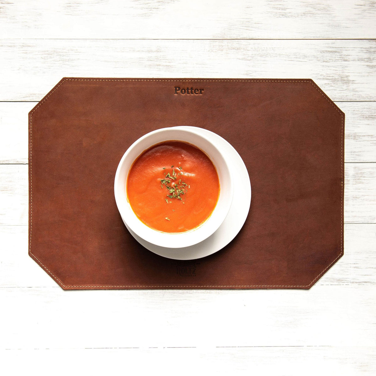 Beveled Edge Personalized Fine Leather Placemat