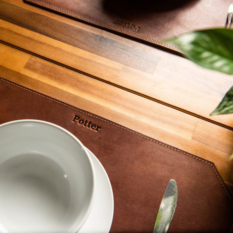 Beveled Edge Personalized Fine Leather Placemat
