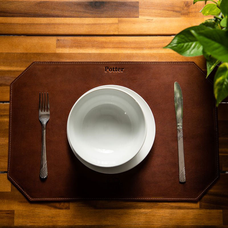 Beveled Edge Personalized Fine Leather Placemat