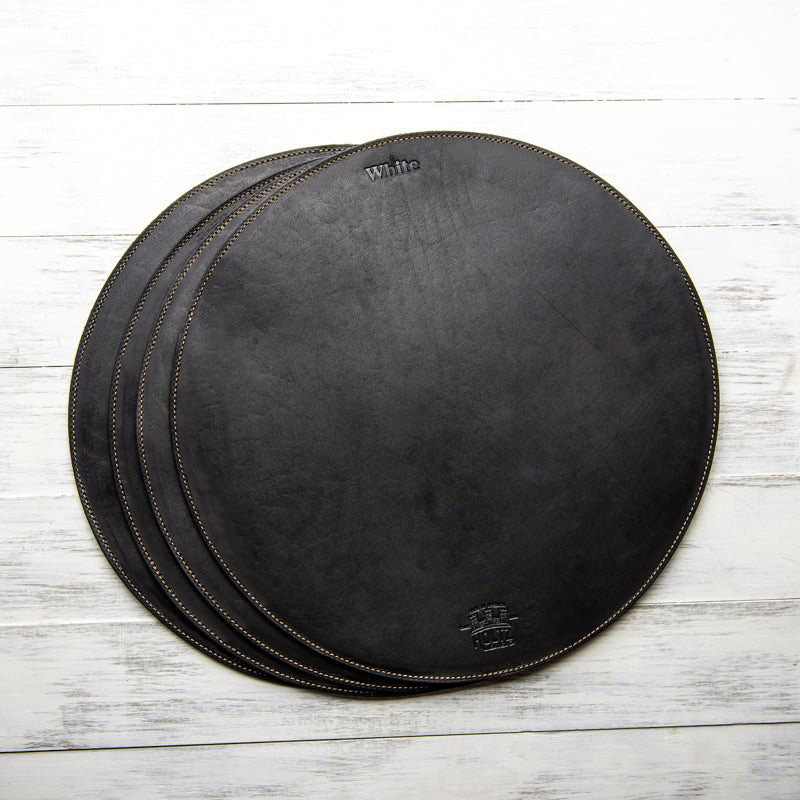Circle Personalized Fine Leather Placemat
