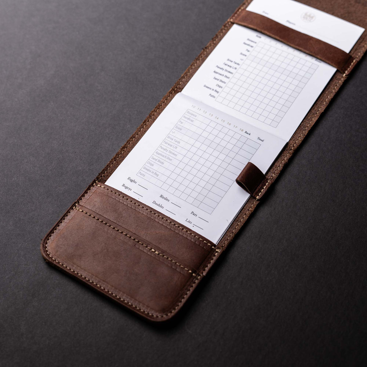 Fine Leather Golf Scorecard Holder Golf Logbook - Holtz Leather