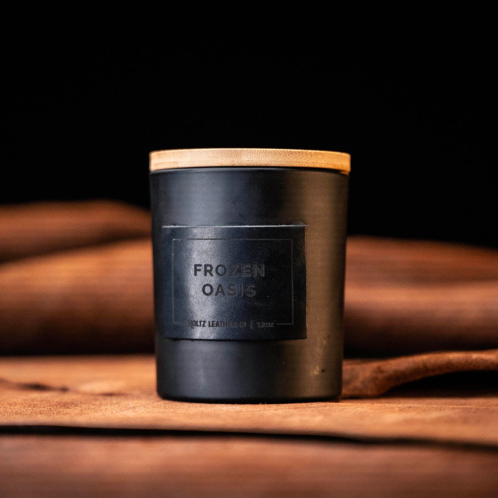 Frozen Oasis - Smolder Luxe Masculine Scented Leather Patch Candle - Holtz Leather