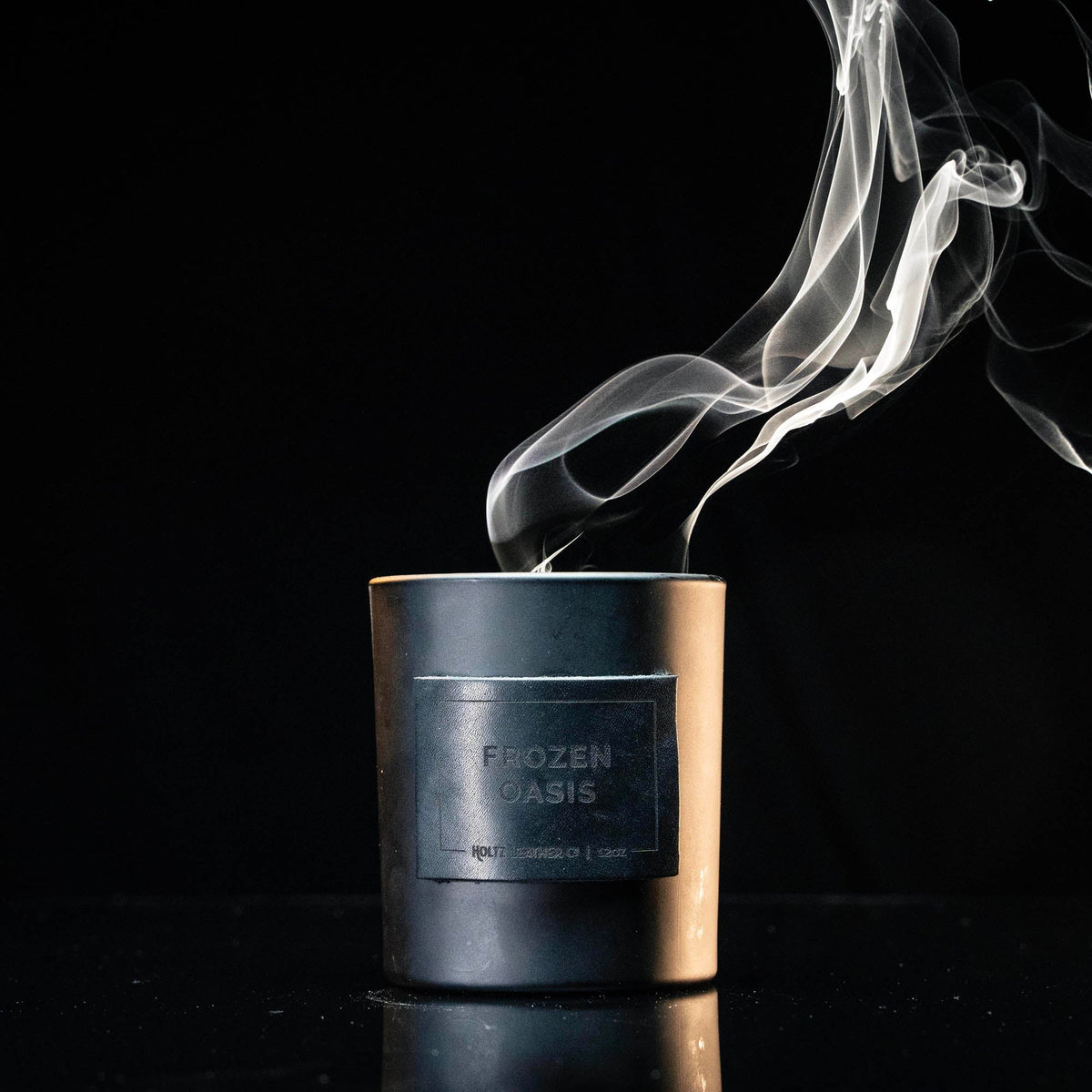 Frozen Oasis - Smolder Luxe Masculine Scented Leather Patch Candle - Holtz Leather