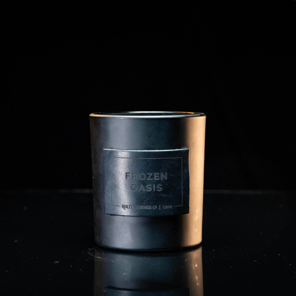 Frozen Oasis - Smolder Luxe Masculine Scented Leather Patch Candle - Holtz Leather