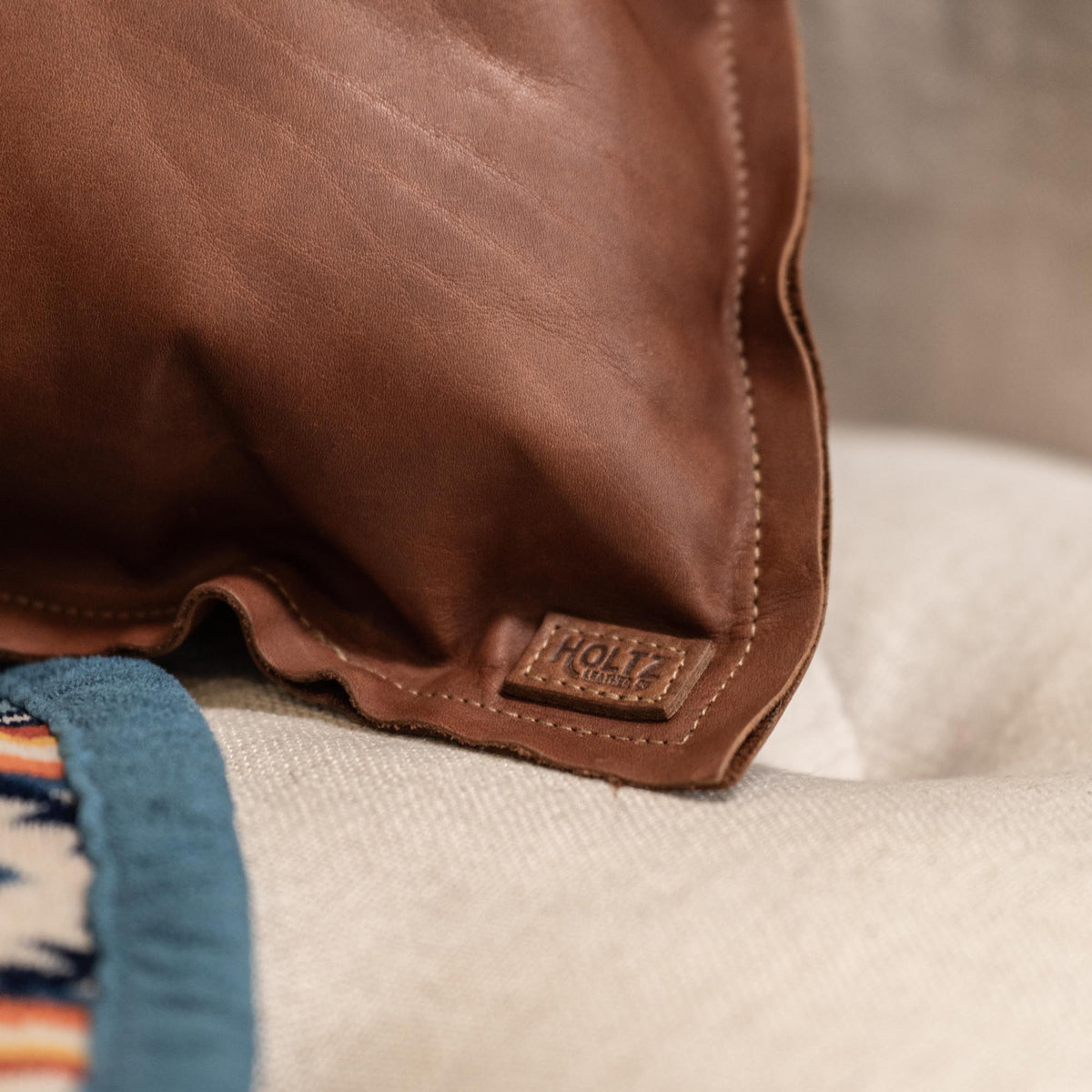 Full Grain Tumbled Leather Decor Throw Pillow - Holtz Leather