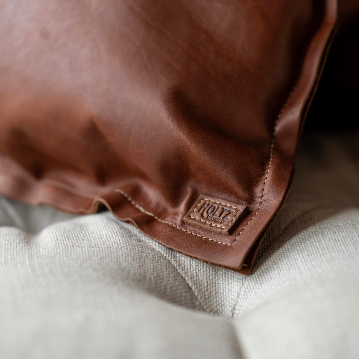 Full Grain Tumbled Leather Decor Throw Pillow - Holtz Leather