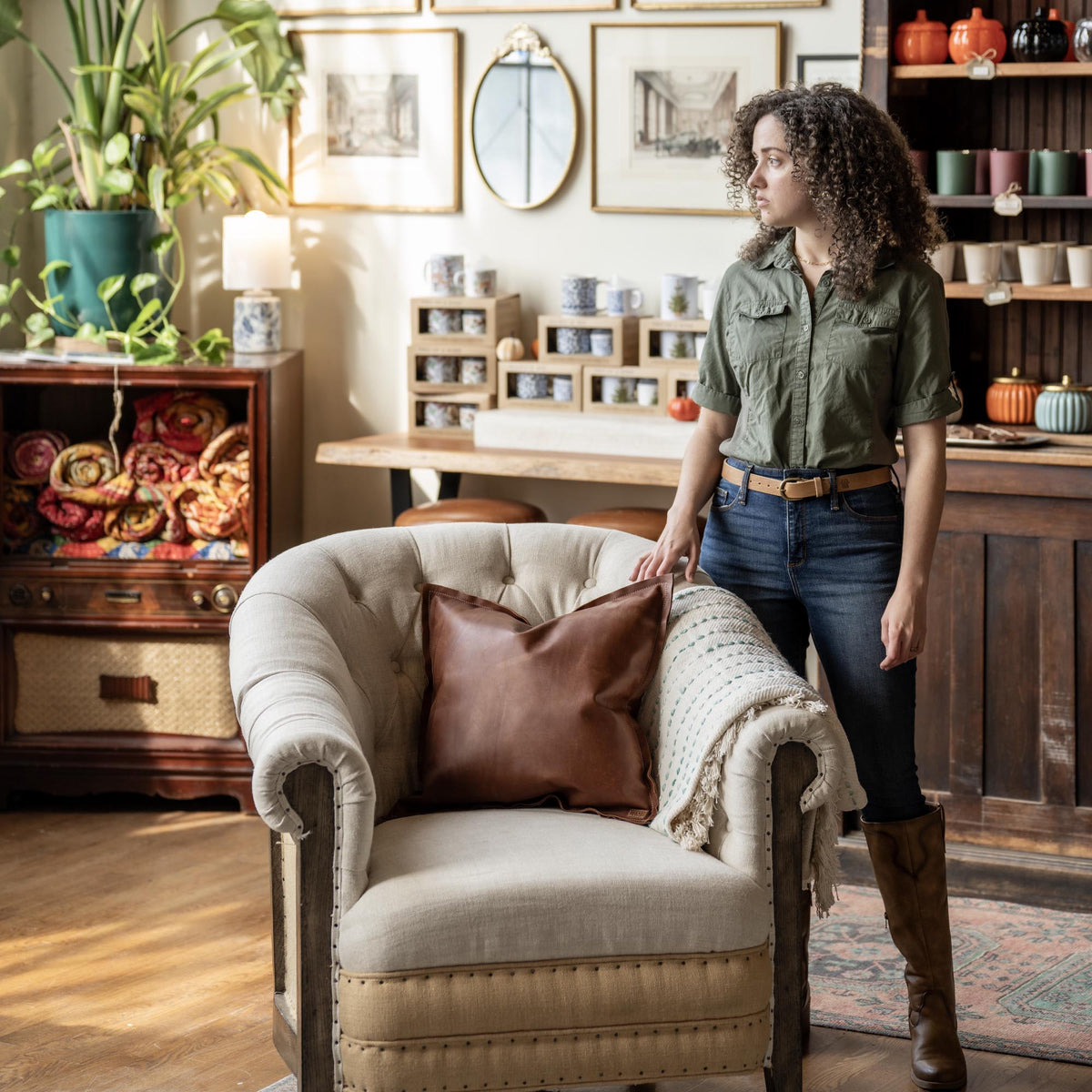 Full Grain Tumbled Leather Decor Throw Pillow - Holtz Leather