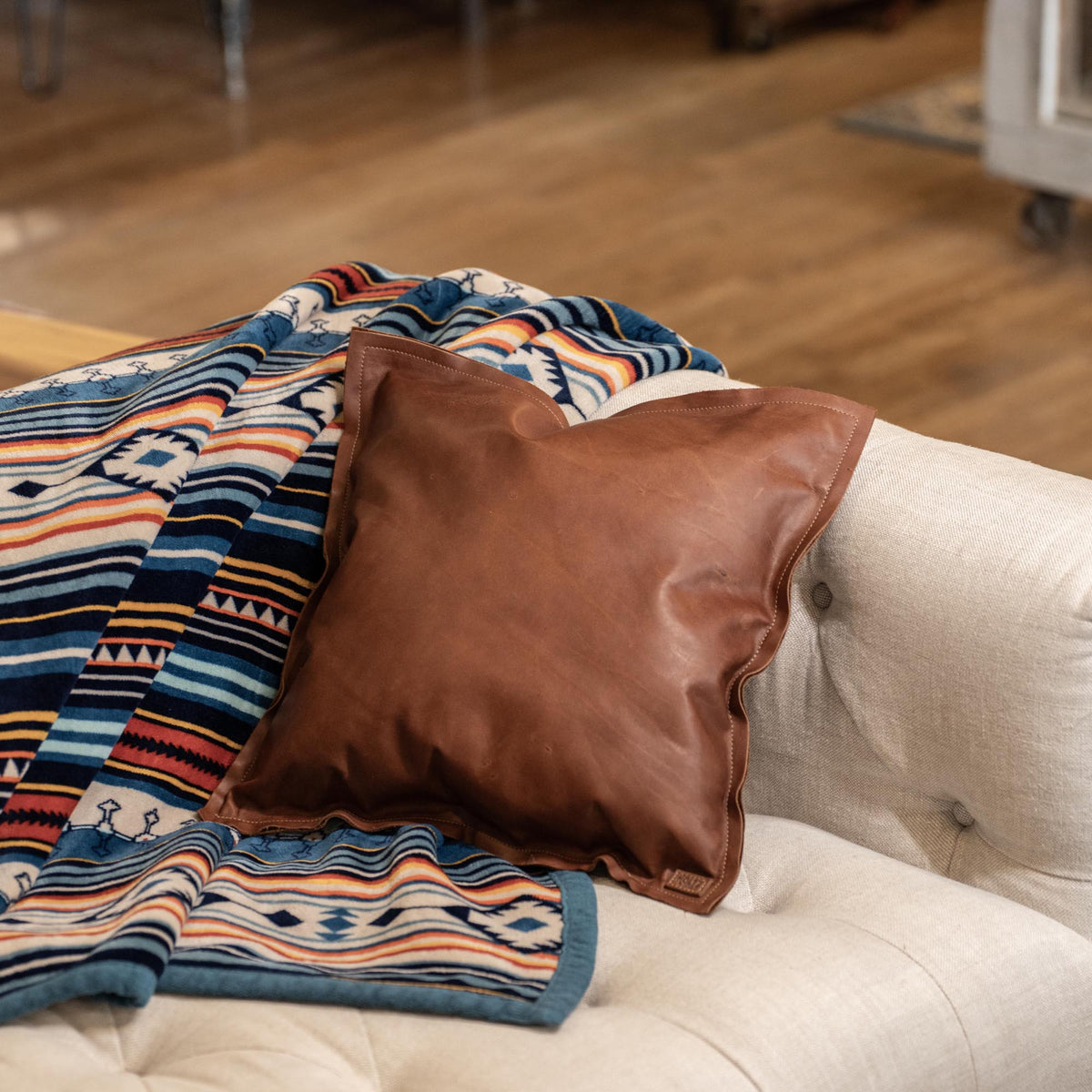 Full Grain Tumbled Leather Decor Throw Pillow - Holtz Leather