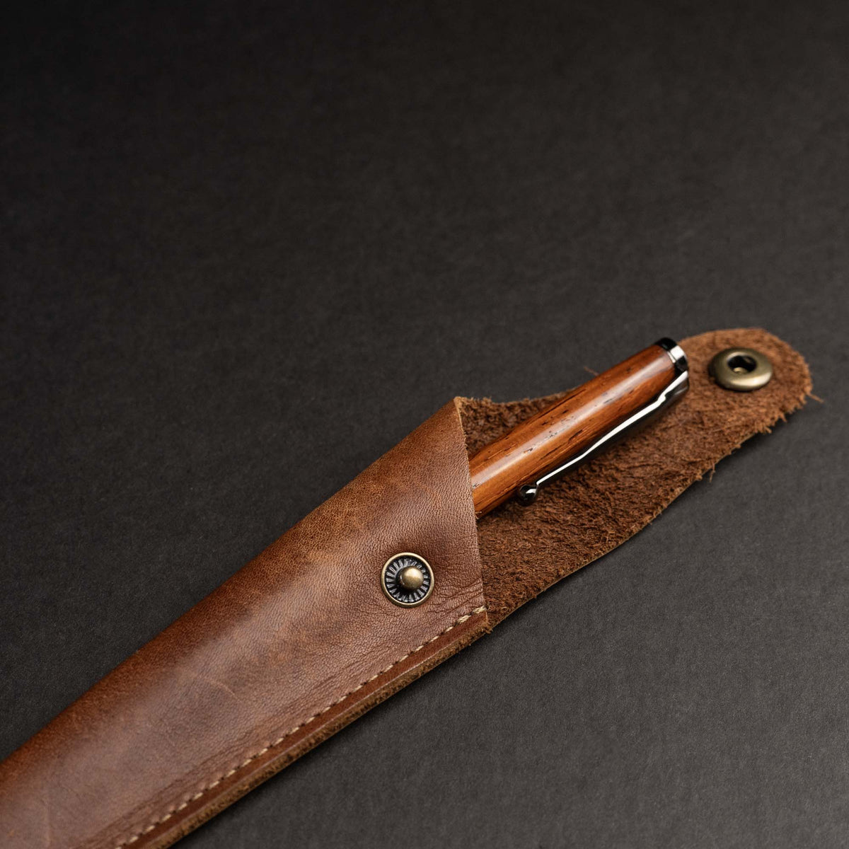 Hand - Turned Rose Wood Comfort Style Pen + Pen Sleeve - Holtz Leather