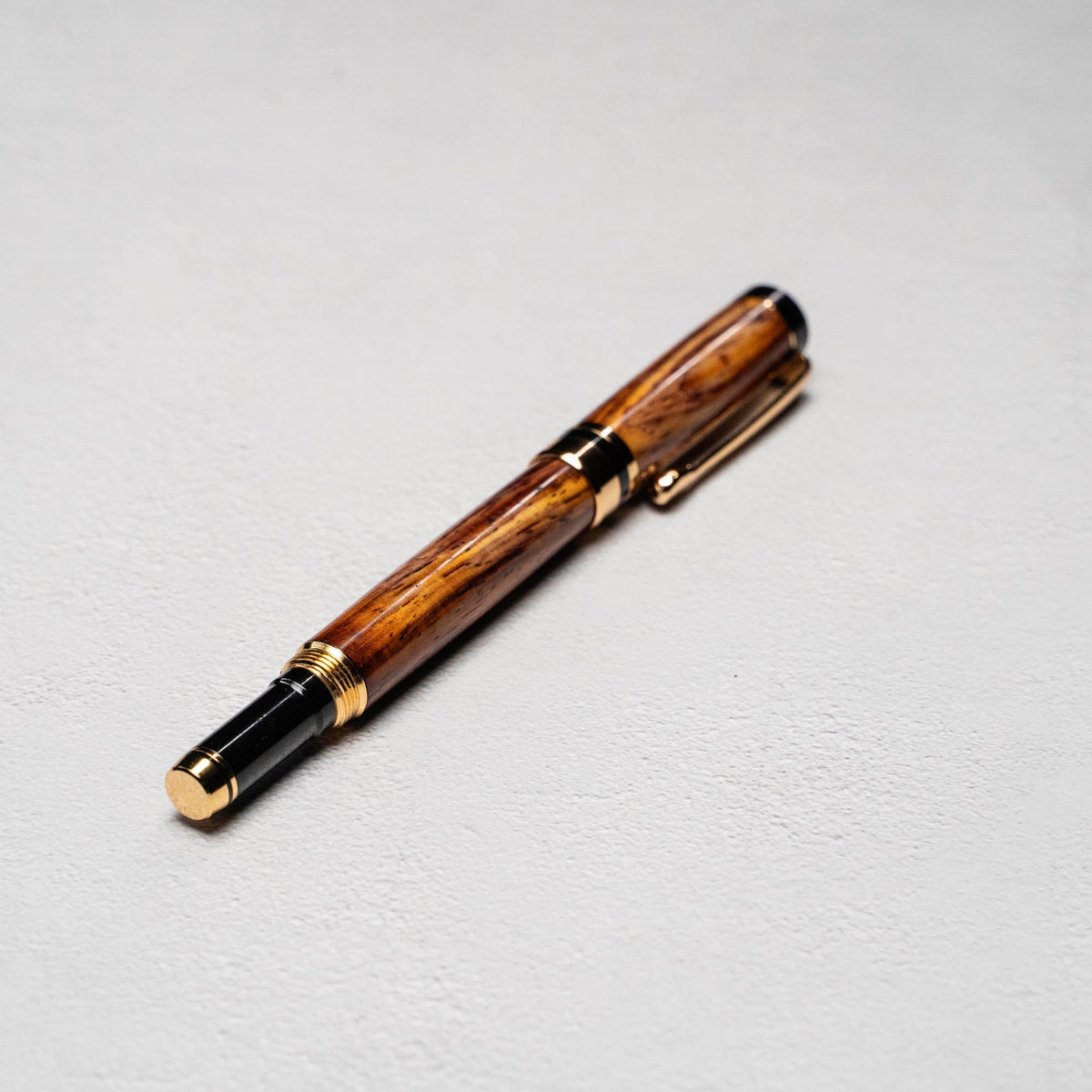 Hand - Turned Rosewood Rollerball Pen + Fine Leather Pen Sleeve - Holtz Leather