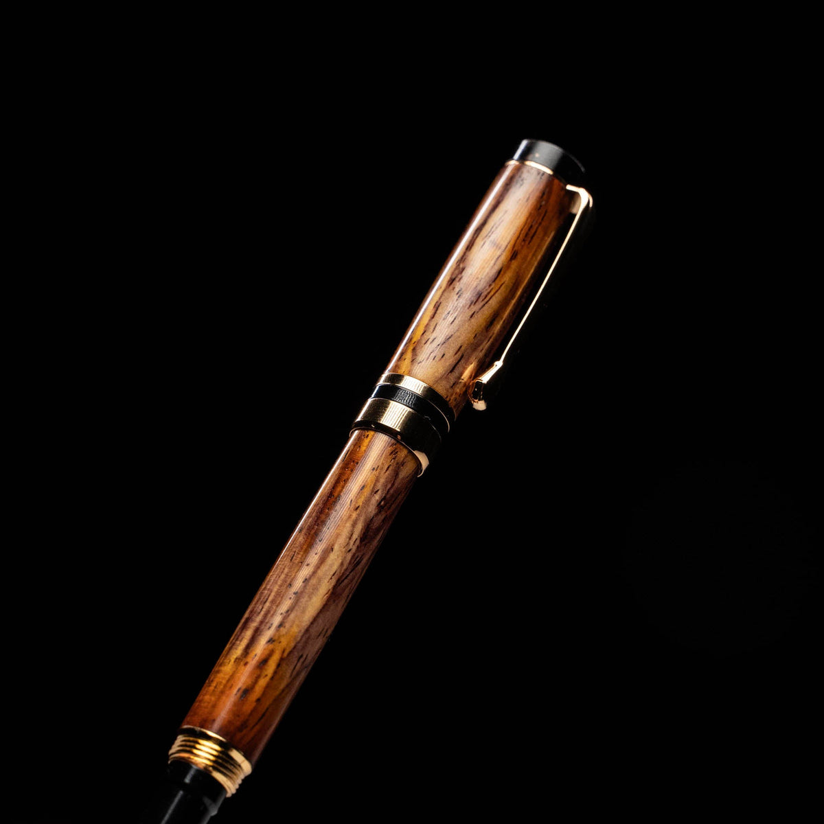 Hand - Turned Rosewood Rollerball Pen + Fine Leather Pen Sleeve - Holtz Leather