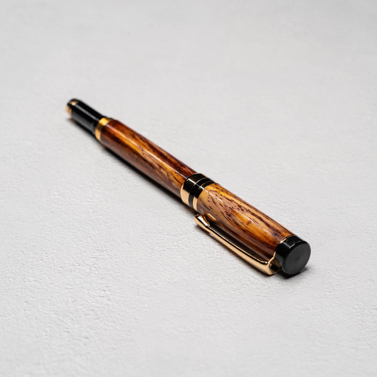 Hand - Turned Rosewood Rollerball Pen + Fine Leather Pen Sleeve - Holtz Leather