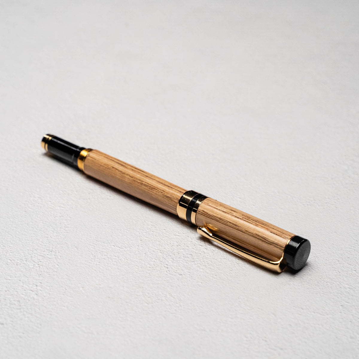 Hand - Turned Tennessee Whiskey Barrel Rollerball Pen + Fine Leather Pen Sleeve - Holtz Leather