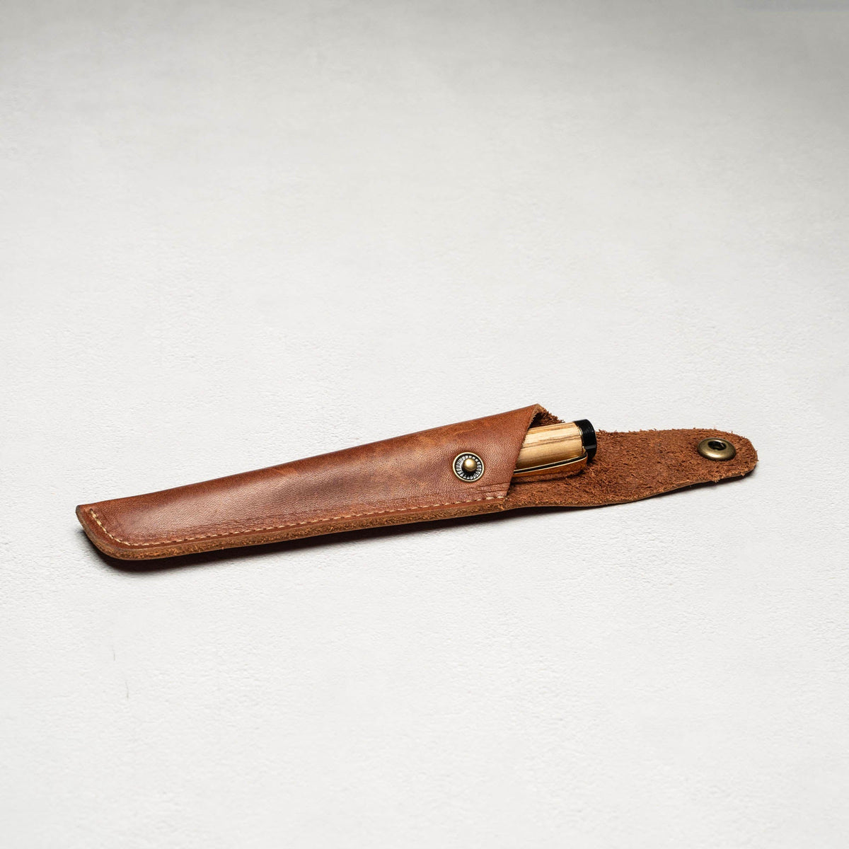 Hand - Turned Tennessee Whiskey Barrel Rollerball Pen + Fine Leather Pen Sleeve - Holtz Leather