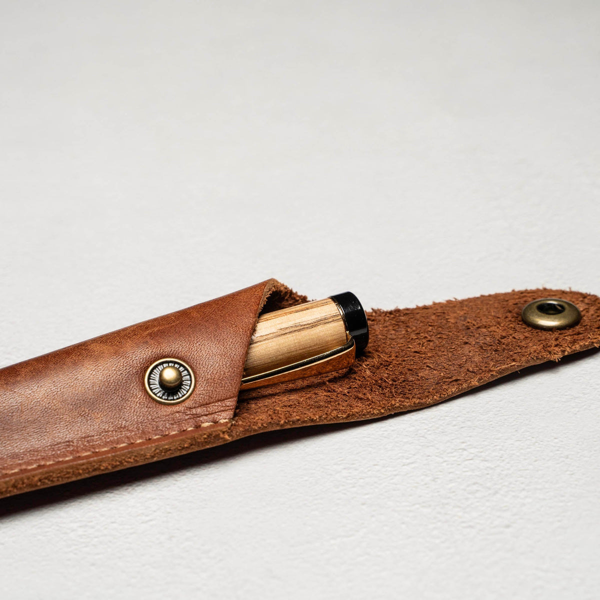 Hand - Turned Tennessee Whiskey Barrel Rollerball Pen + Fine Leather Pen Sleeve - Holtz Leather