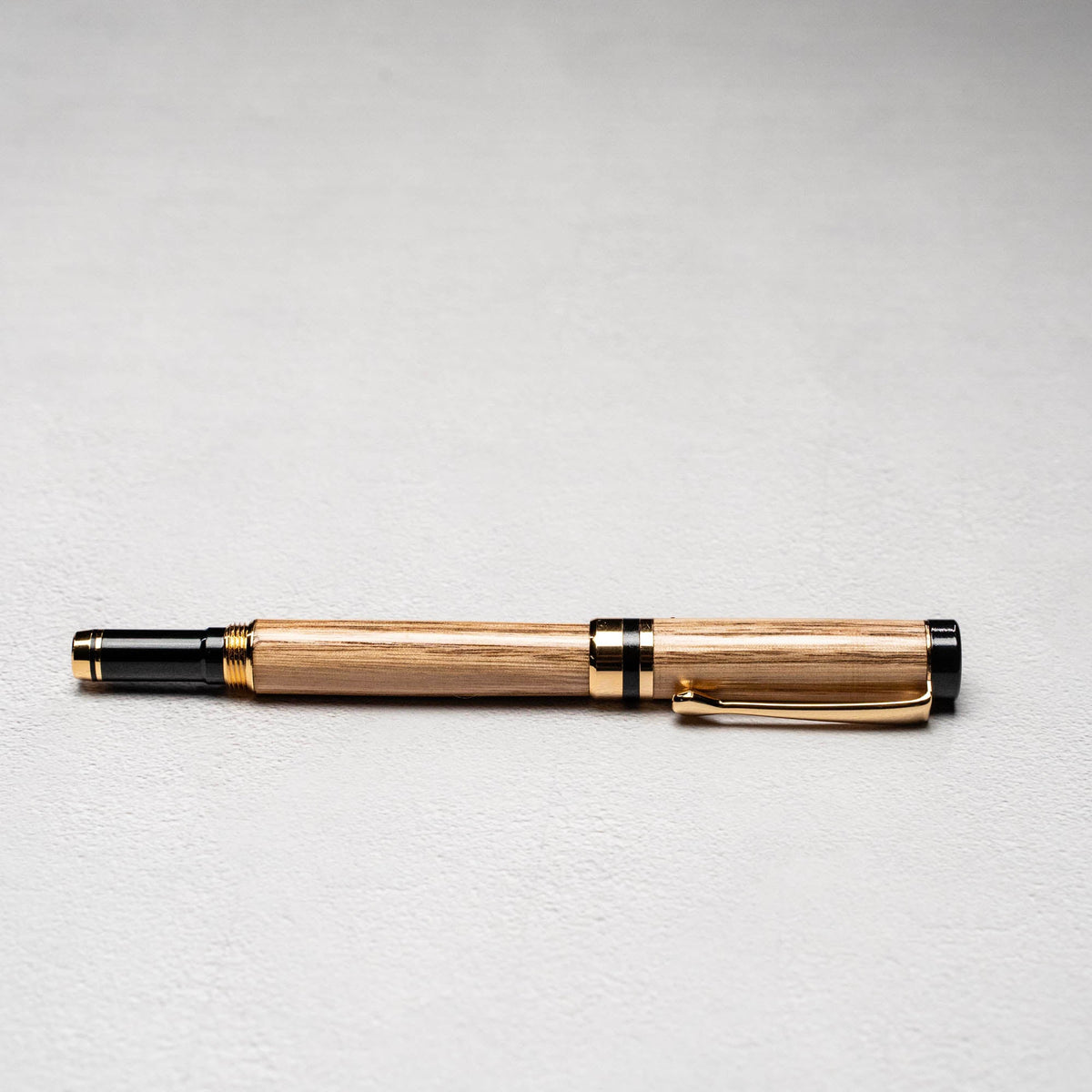 Hand - Turned Tennessee Whiskey Barrel Rollerball Pen + Fine Leather Pen Sleeve - Holtz Leather
