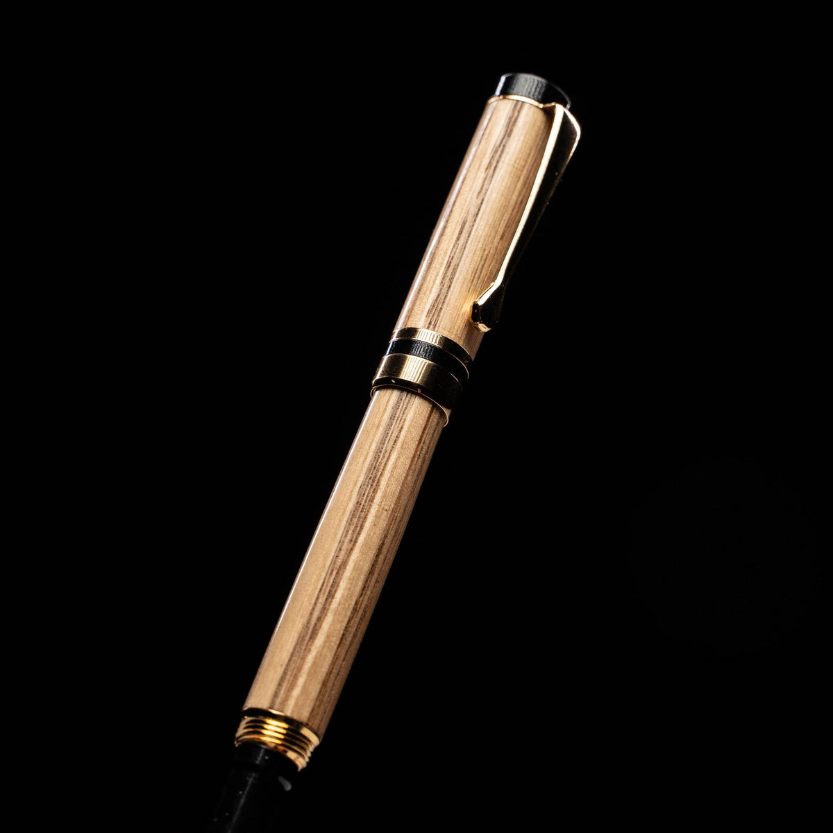 Hand - Turned Tennessee Whiskey Barrel Rollerball Pen + Fine Leather Pen Sleeve - Holtz Leather