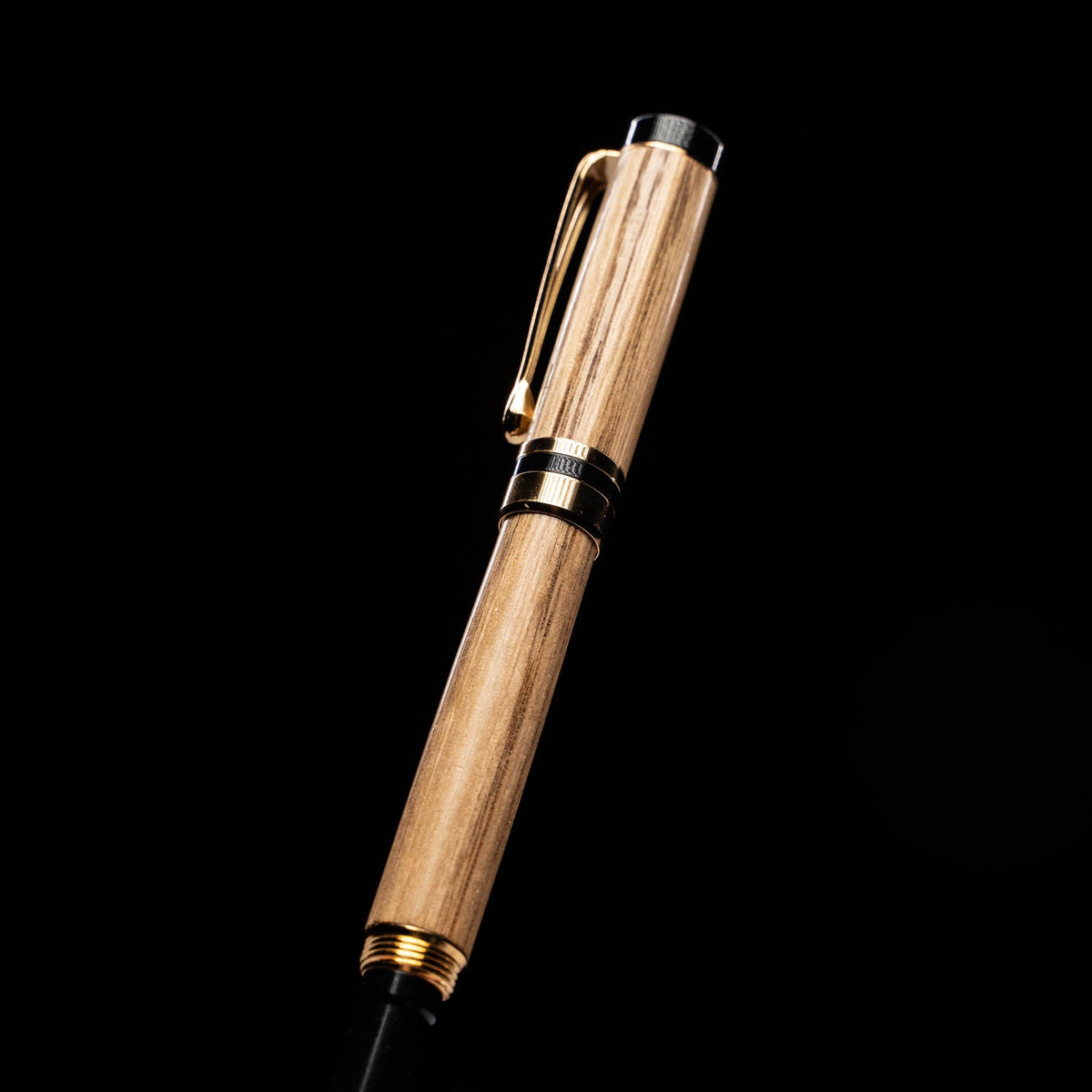 Hand - Turned Tennessee Whiskey Barrel Rollerball Pen + Fine Leather Pen Sleeve - Holtz Leather