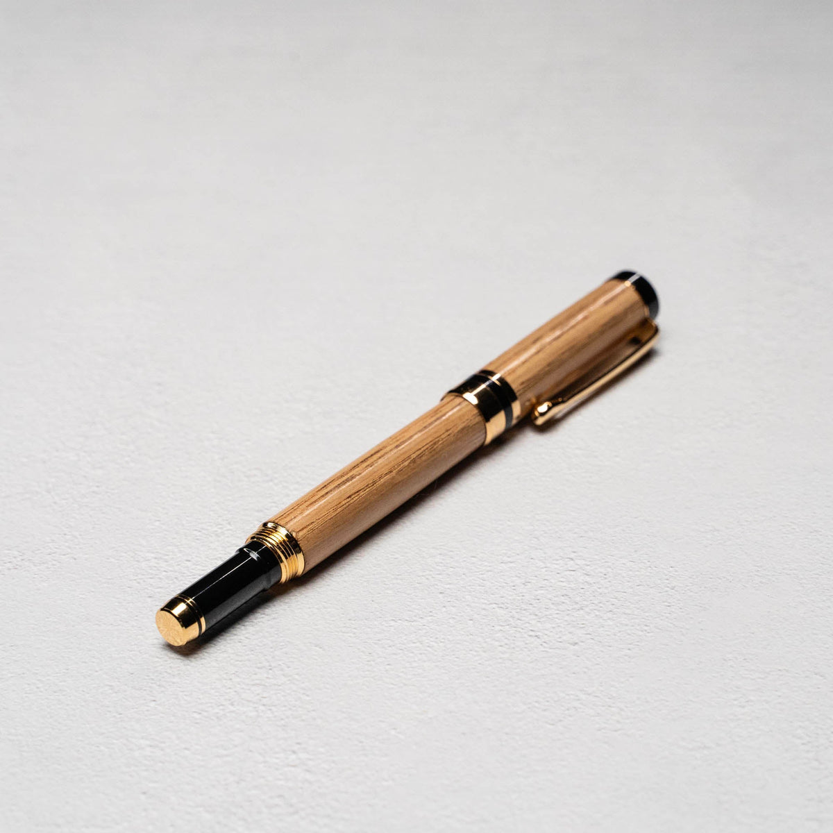 Hand - Turned Tennessee Whiskey Barrel Rollerball Pen + Fine Leather Pen Sleeve - Holtz Leather