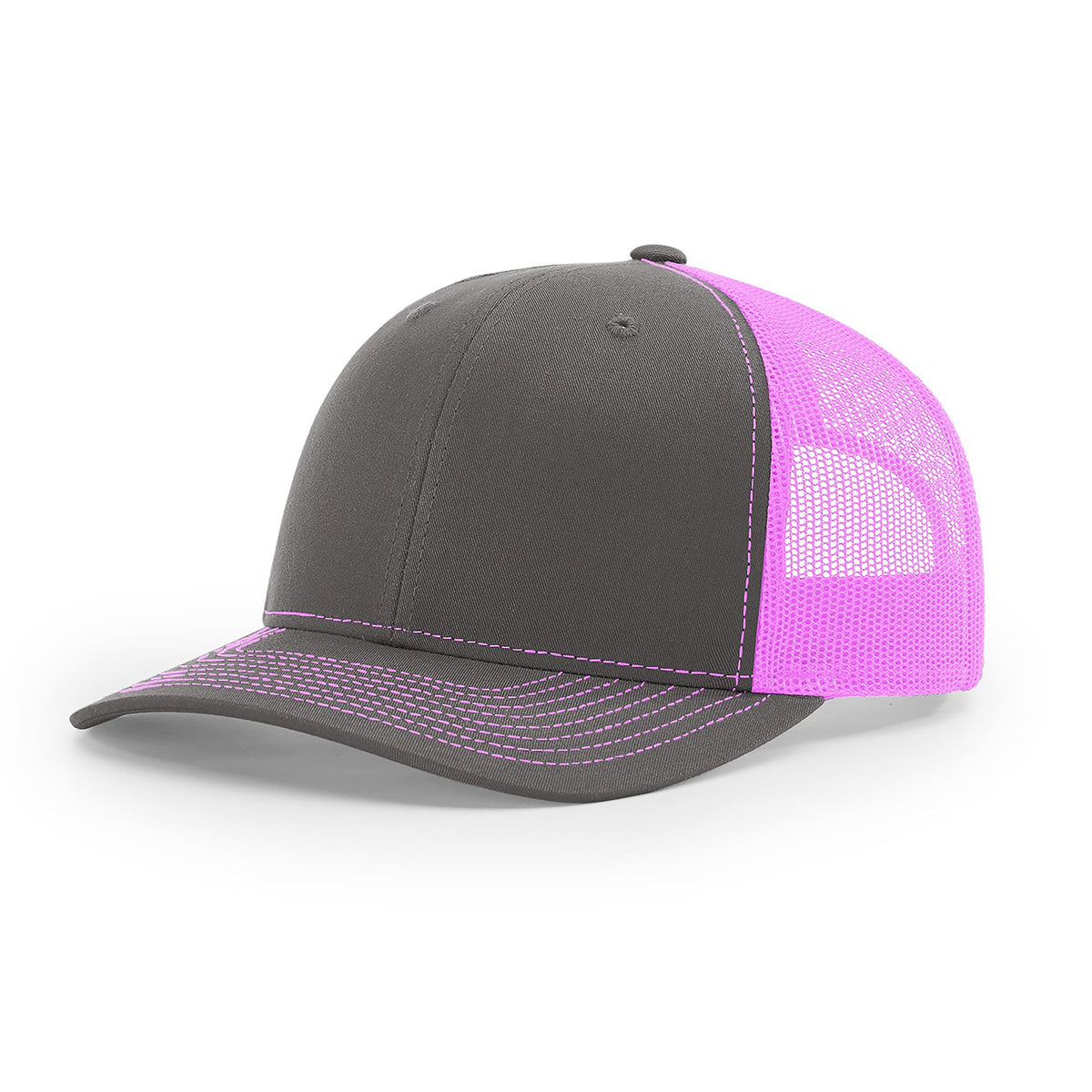 Richardson 112 Snapback Trucker Cap - Charcoal Neon Pink