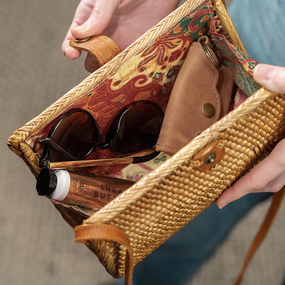 Rattan Bag Purse Wallet Clutch Crossbody