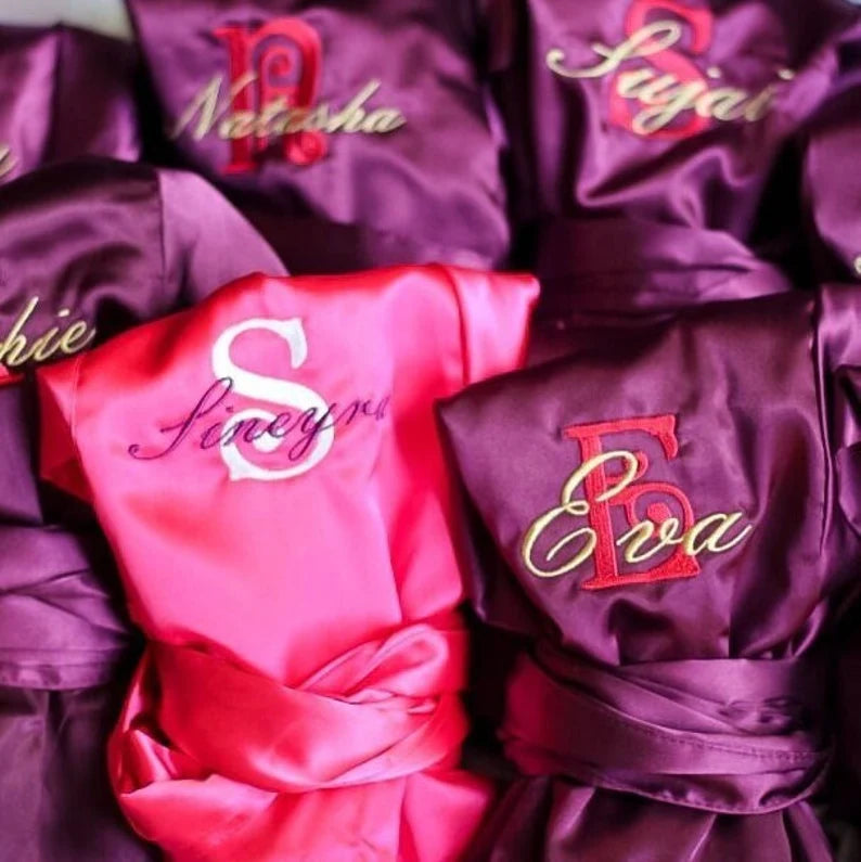 The SILKY SATIN Personalized Bridesmaid Bridal Party Robes