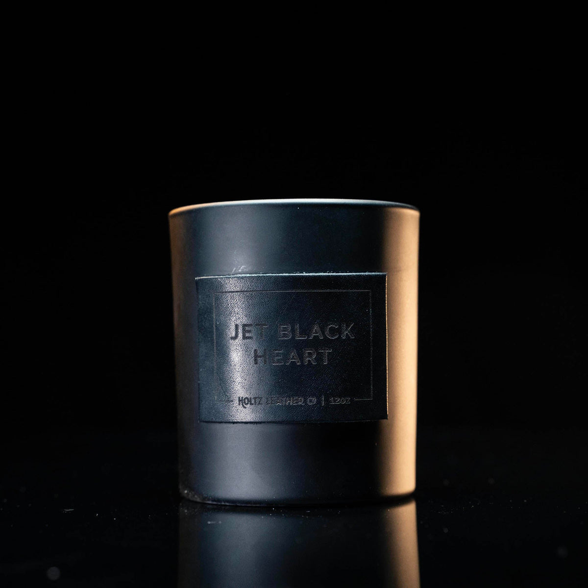 Jet Black Heart - Smolder Luxe Masculine Scented Leather Patch Candle - Holtz Leather