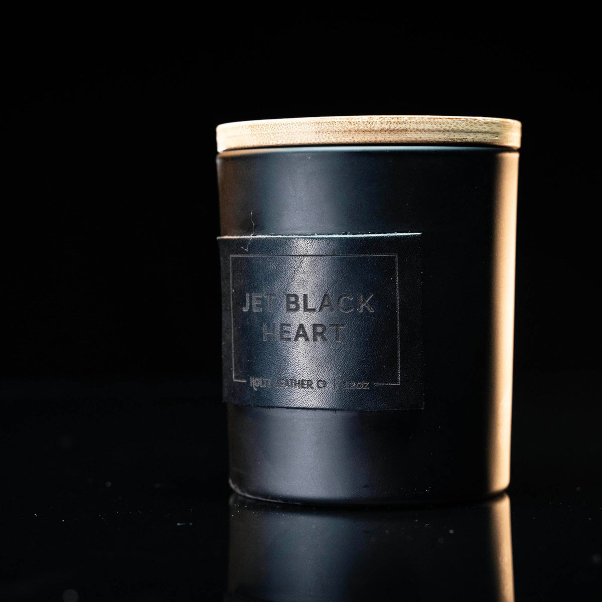 Jet Black Heart - Smolder Luxe Masculine Scented Leather Patch Candle - Holtz Leather